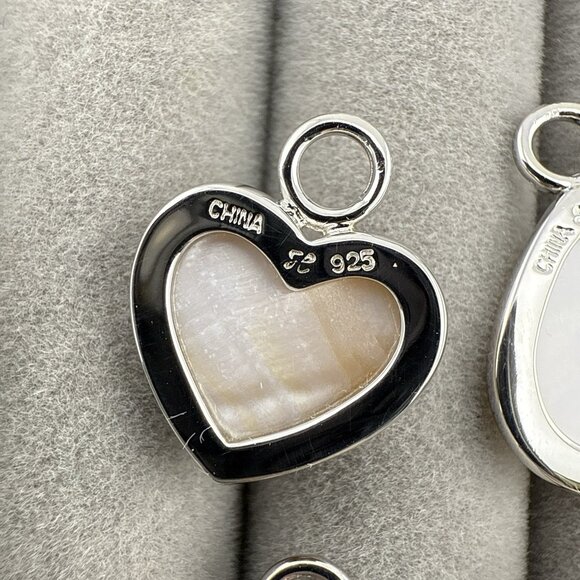 Honora Pearl Earrings Interchangeable 4 Charms Heart Sterling Silver Dangle Drop - Picture 7 of 9